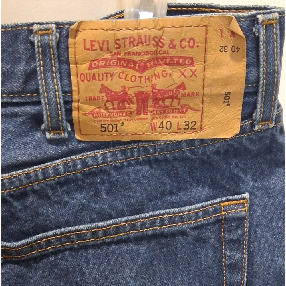 Levis 501 0000 Mens 40x32 Original Rigid Straight Fit Denim Jeans Dark Wash 2010